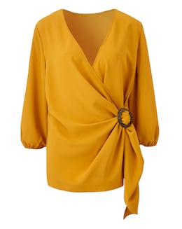 Ochre Buckle Detail Wrap Blouse