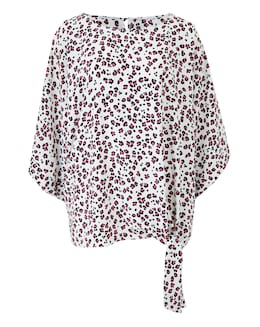 Neon Animal Print Tie Side Detail Top