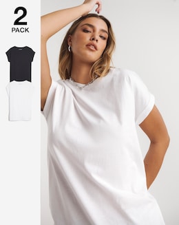 2 Pack Black &amp; White Boyfriend Tees