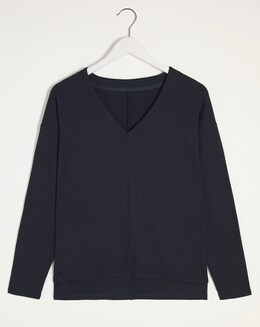 Figleaves Soft Touch V Neck Stepped Hem Jumper