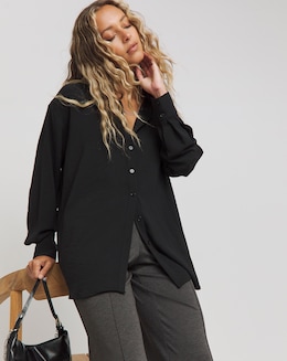 Black Oversized Textured Shirt