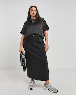 Satin Ribbed Neck Boxy Top