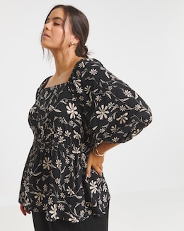 Ditsy Print Spun Viscose Blouse