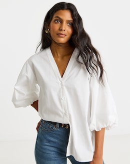 White Button Through Blouse