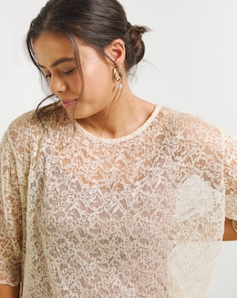 Champagne Lace Boxy Top