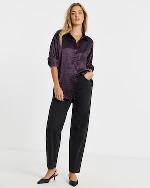 Simply Be Liquid Satin Oversized Shirt - Image 2