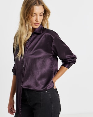 Simply Be Liquid Satin Oversized Shirt - Image 4