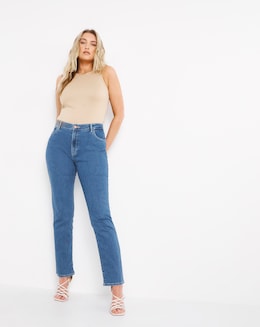 Wrangler Hi Rise Straight Leg Jeans