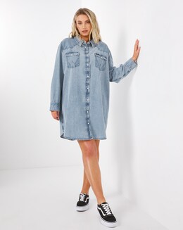 Wrangler Logo Denim Shirt Dress