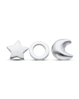 Sterling Silver Moon, Star &amp; Circle Earring Set