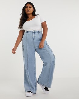 Light Blue Zip Cargo Jean