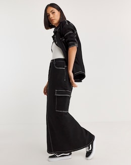 Contrast Stitch Maxi Skirt