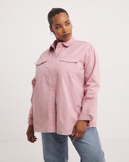 Pink Loose Fit Denim Shirt