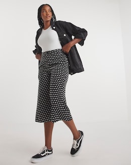 Mono Spot Satin Button Front Culottes