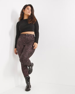 Black Leopard Skinny Coated Jeans