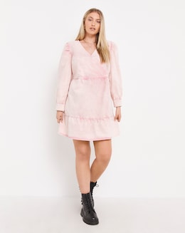 Pink Acid Denim Smock Dress