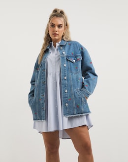 Embroidered Boyfriend Cherry Jacket