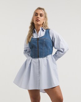 Zip Through Denim Corset