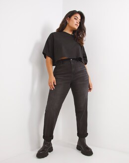 Mom Jeans With Back Waist Adjuster