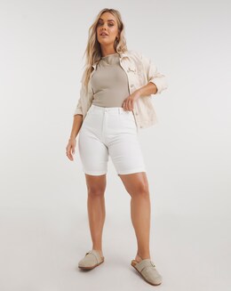 White 24/7 Knee Shorts