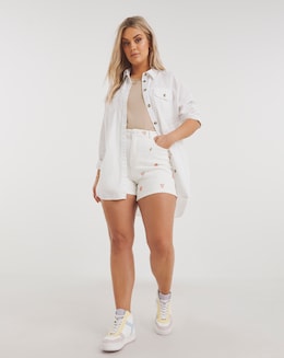Floral Embroided Mom Shorts