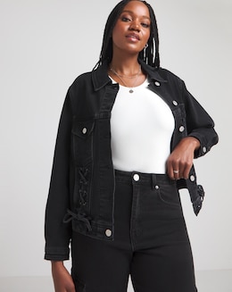 Lace Through Boxy Denim Jacket Coord