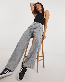 Grey Zip Cargo Jean