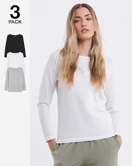 Black, White &amp; Grey Pack of 3 Slash Neck Tops