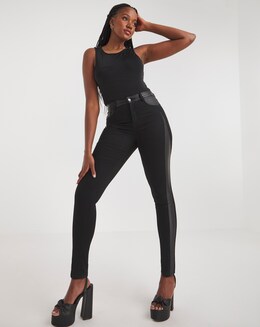 Black Denim Coated Mix Skinny Jean