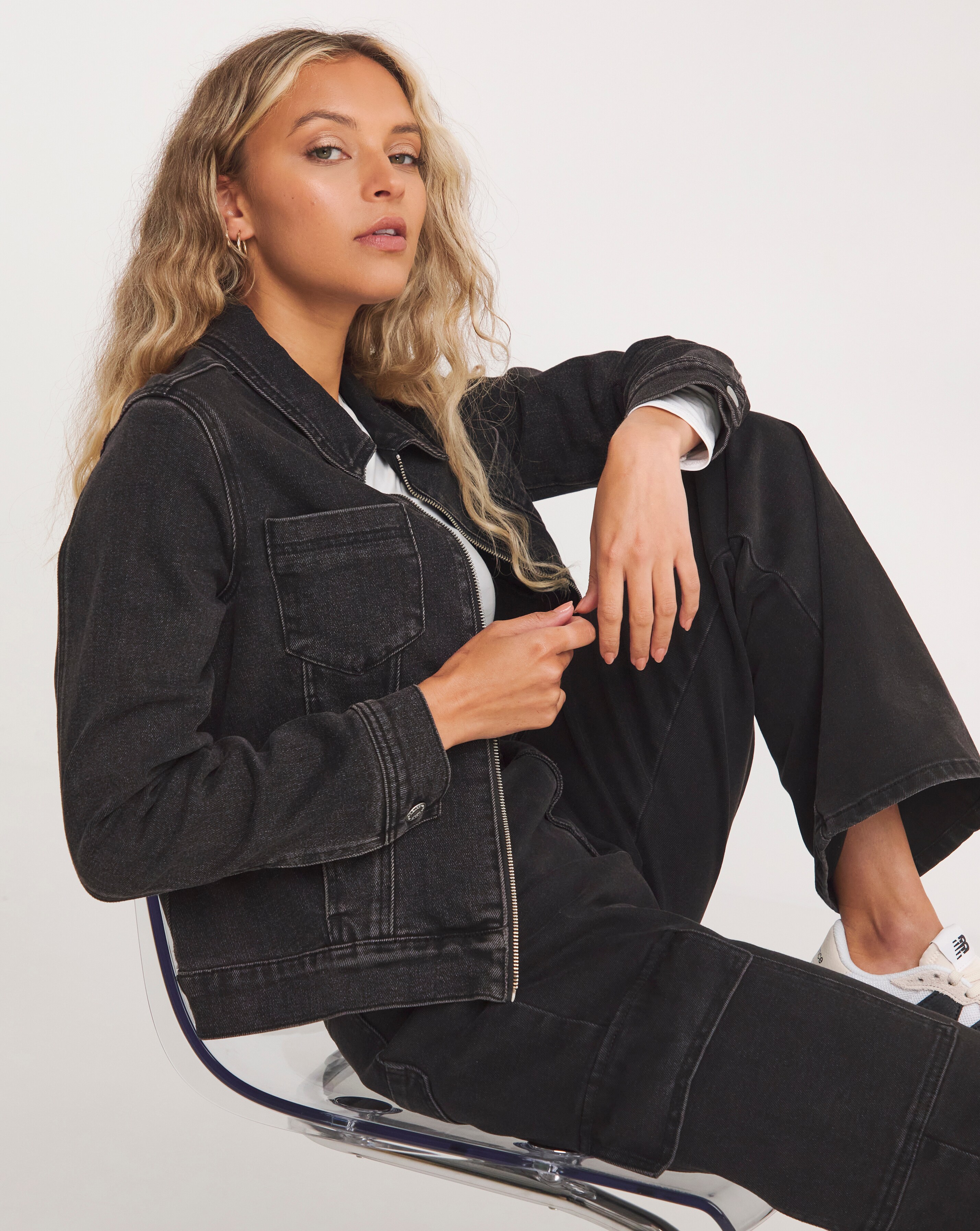 Black denim online jacket size 18