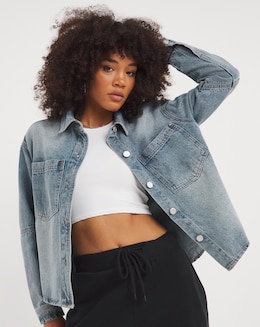 Blue Pocket Detail Denim Shacket
