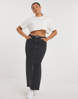 Maxi Front Split Denim Skirt