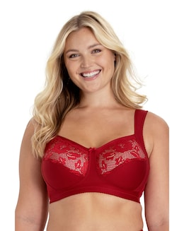 Miss Mary of Sweden Lovely Lace Non Wired Support Bra English Red