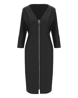Coated Denim Shaper Dress With Elastic Inserts