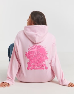 Baby Pink Puff Print Back Summer Paradise Hoodie