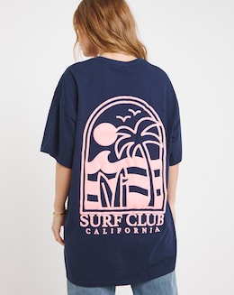 Navy Puff Print Back Surf Club T-Shirt