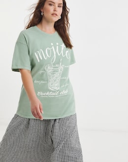 Pale Green Mojito Slogan T-Shirt