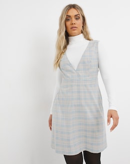 Grey Check Pinafore Dress