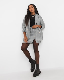 Houndstooth Mono Check Mini Skirt with Side Split