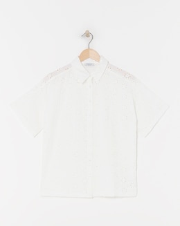 White Broderie Boxy Shirt