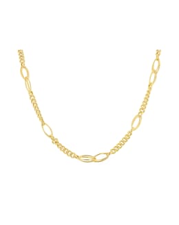 9ct Yellow Gold Fancy Curb Double Oval Necklace