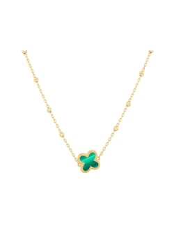 9ct Yellow Gold Malachite Clover Necklace