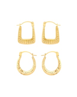 9 Carat Gold 2 Small Creole Earrings Set