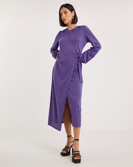 Textured Jersey Wrap Dress