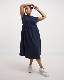 Navy Jersey Midi Dress