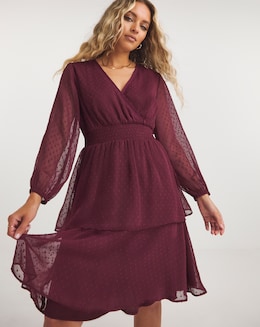 Dobby Wrap Skater Dress