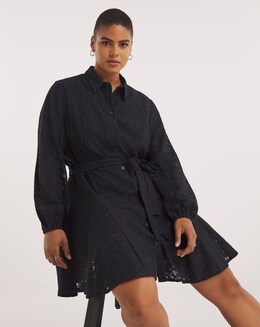 Black Lace Godet Skater Dress