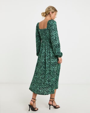 Animal Print Corset Detail Midi Dress - Image 3