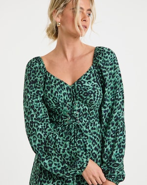 Animal Print Corset Detail Midi Dress - Image 2