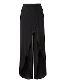 Crinkle Split Wrap Wide Leg Trousers